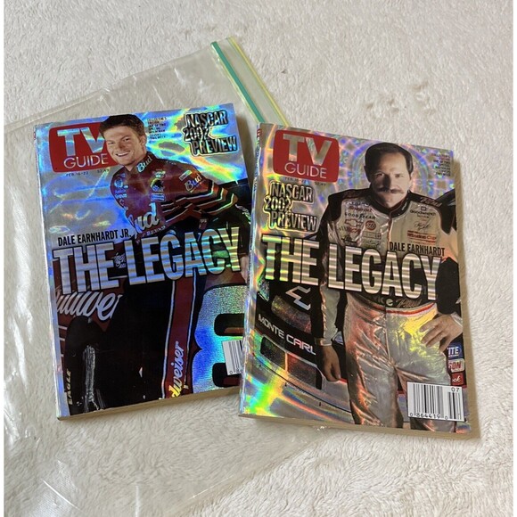 Lot TV GUIDE Magazine Dale Earnhardt And Jr Hologram Cover NASCAR 2002 Feb 16-22 - Picture 5 of 8